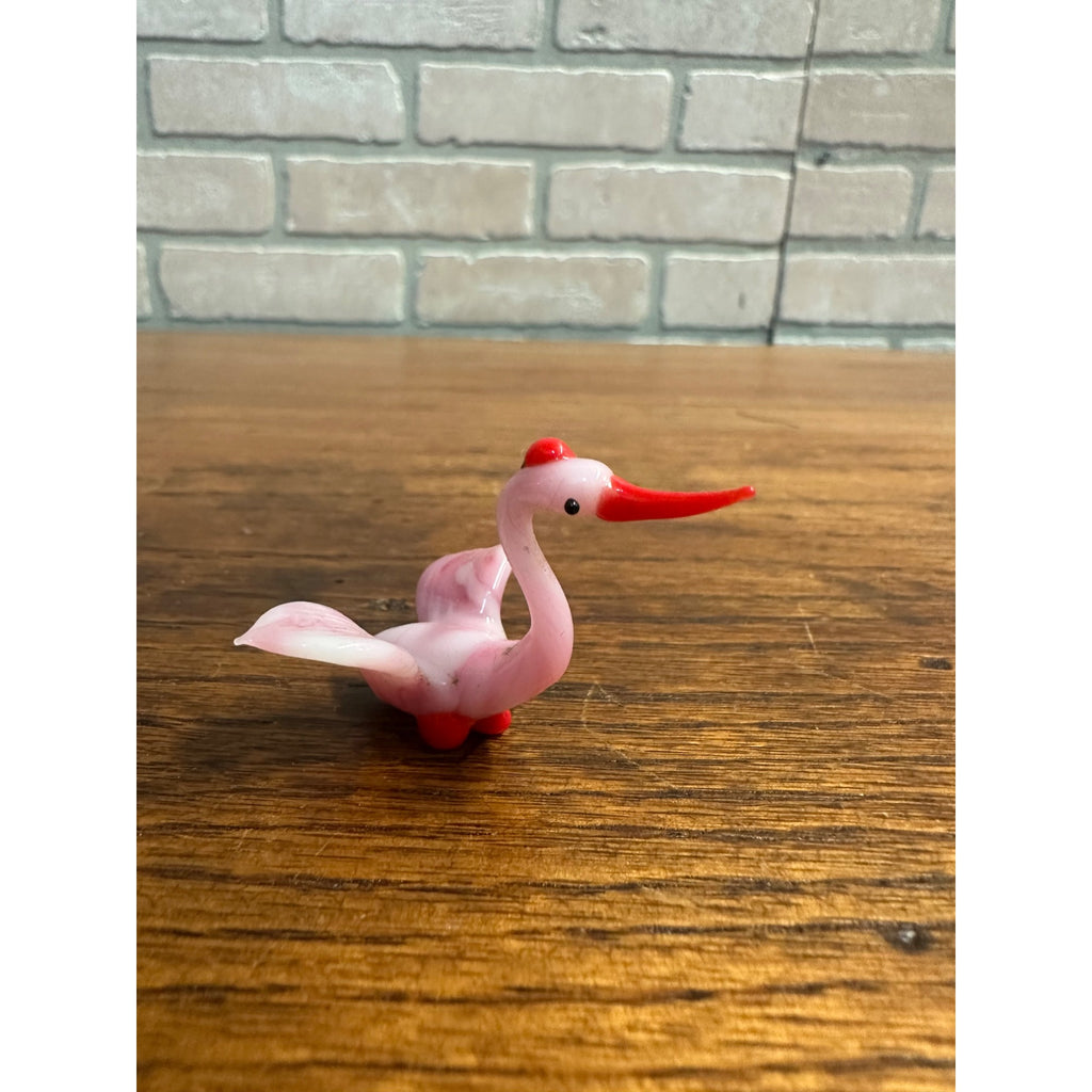 Vintage Murano Style Miniature Hand Blown Glass Figures Giraffe Pin Swan Bird