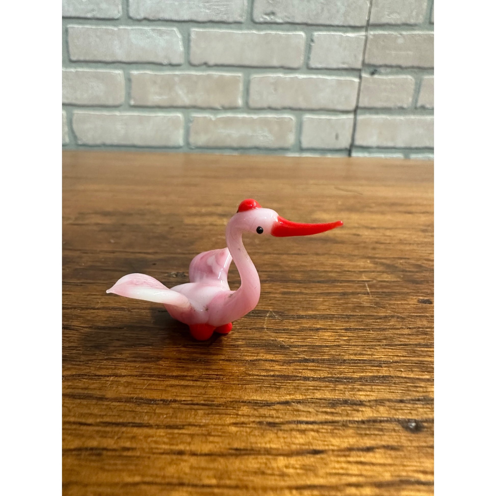 Vintage Murano Style Miniature Hand Blown Glass Figures Giraffe Pin Swan Bird