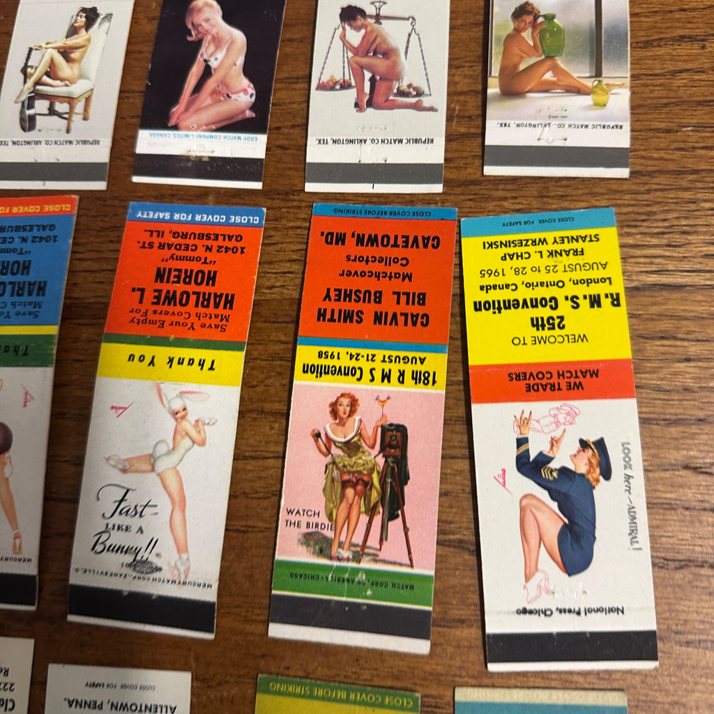 Huge Lot of 40 Vintage Advertising Matchbooks Pinup Girl Models Artwork Collectors
