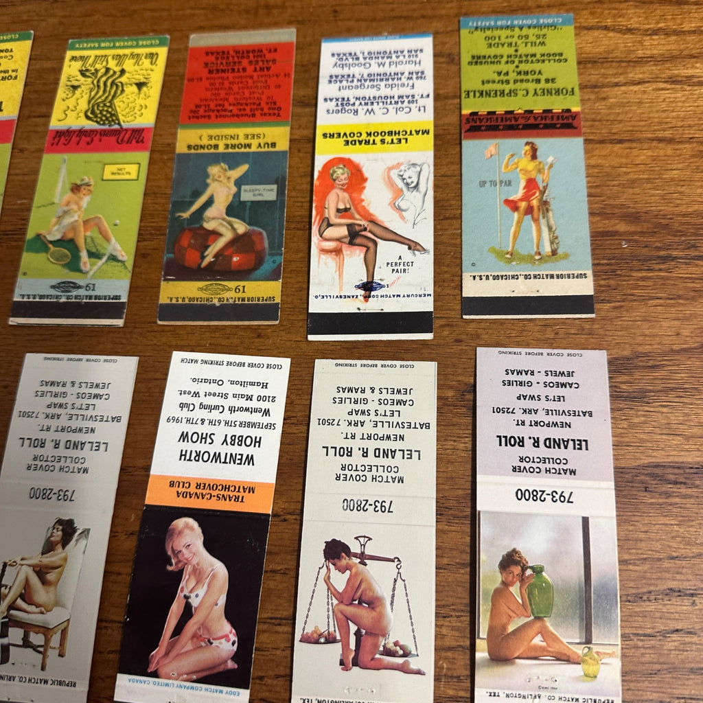 Huge Lot of 40 Vintage Advertising Matchbooks Pinup Girl Models Artwork Collectors