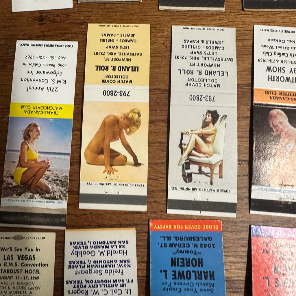 Huge Lot of 40 Vintage Advertising Matchbooks Pinup Girl Models Artwork Collectors