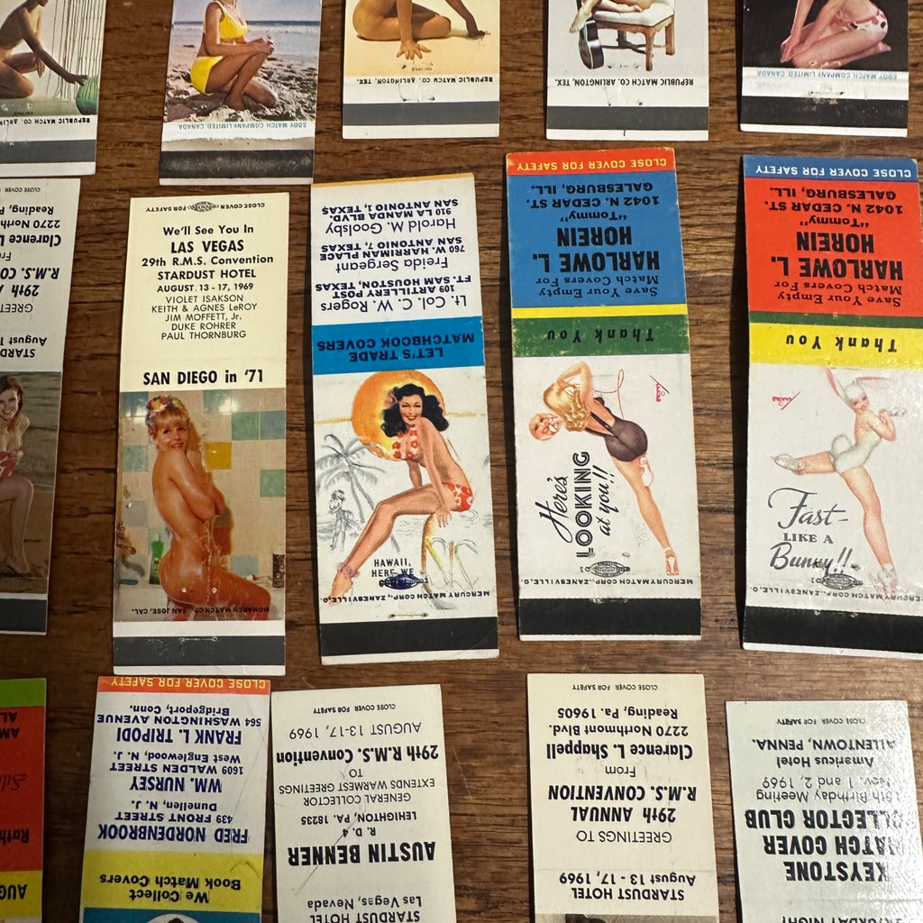 Huge Lot of 40 Vintage Advertising Matchbooks Pinup Girl Models Artwork Collectors