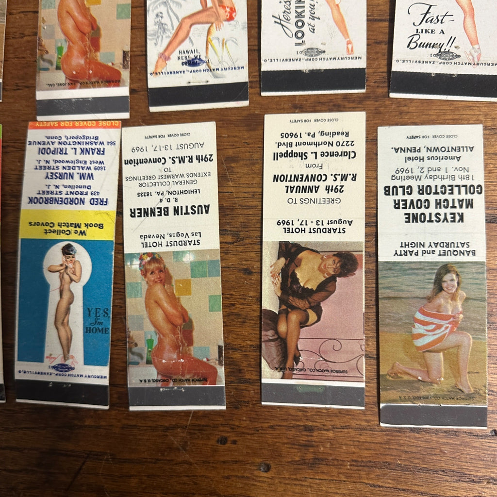 Huge Lot of 40 Vintage Advertising Matchbooks Pinup Girl Models Artwork Collectors