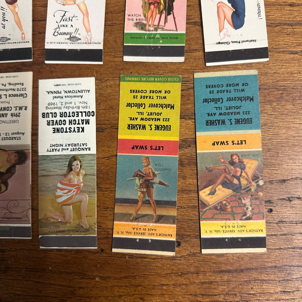 Huge Lot of 40 Vintage Advertising Matchbooks Pinup Girl Models Artwork Collectors