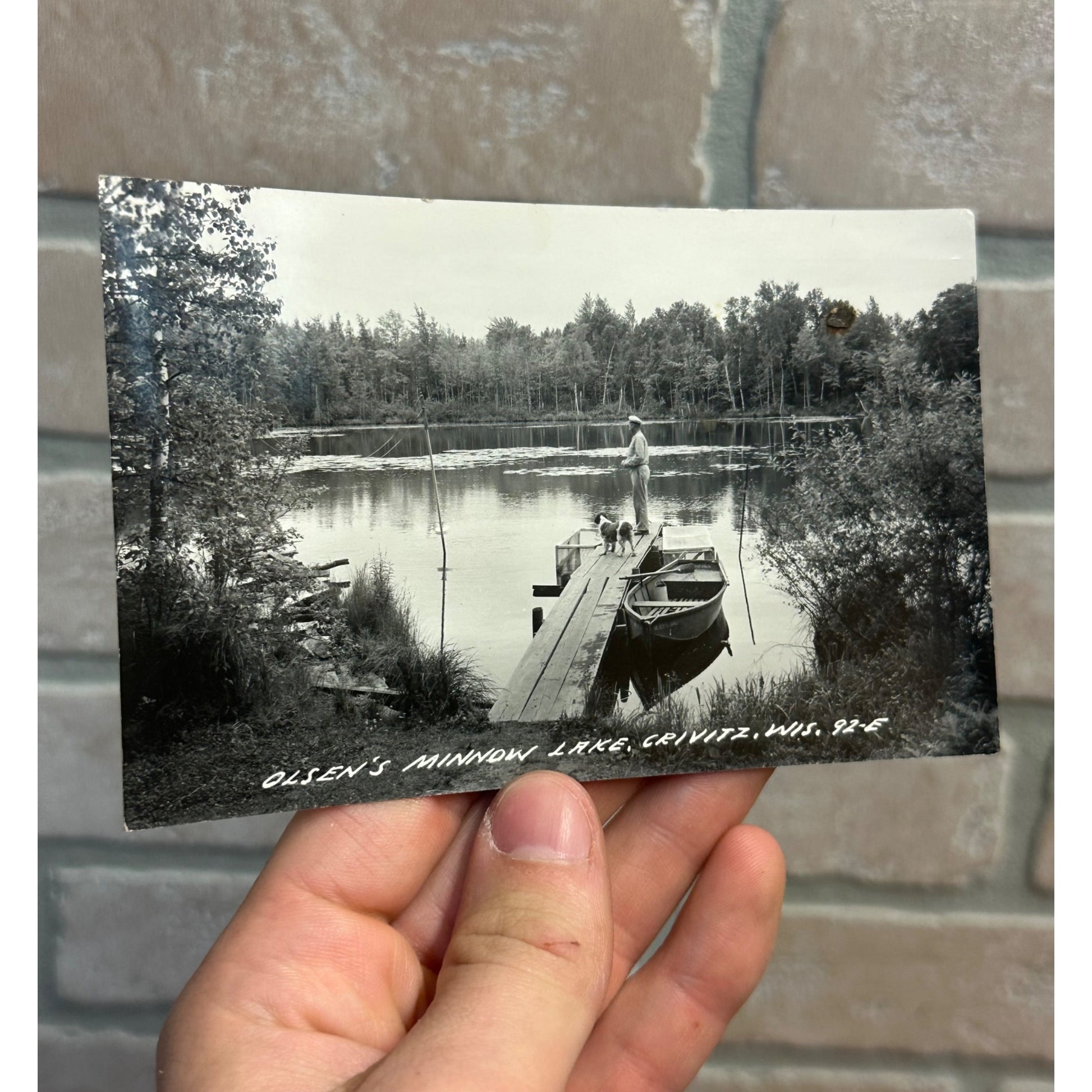 Vintage Olsen's Minnow Lake Crivitz Wisconsin Wis RPPC Photo Postcard