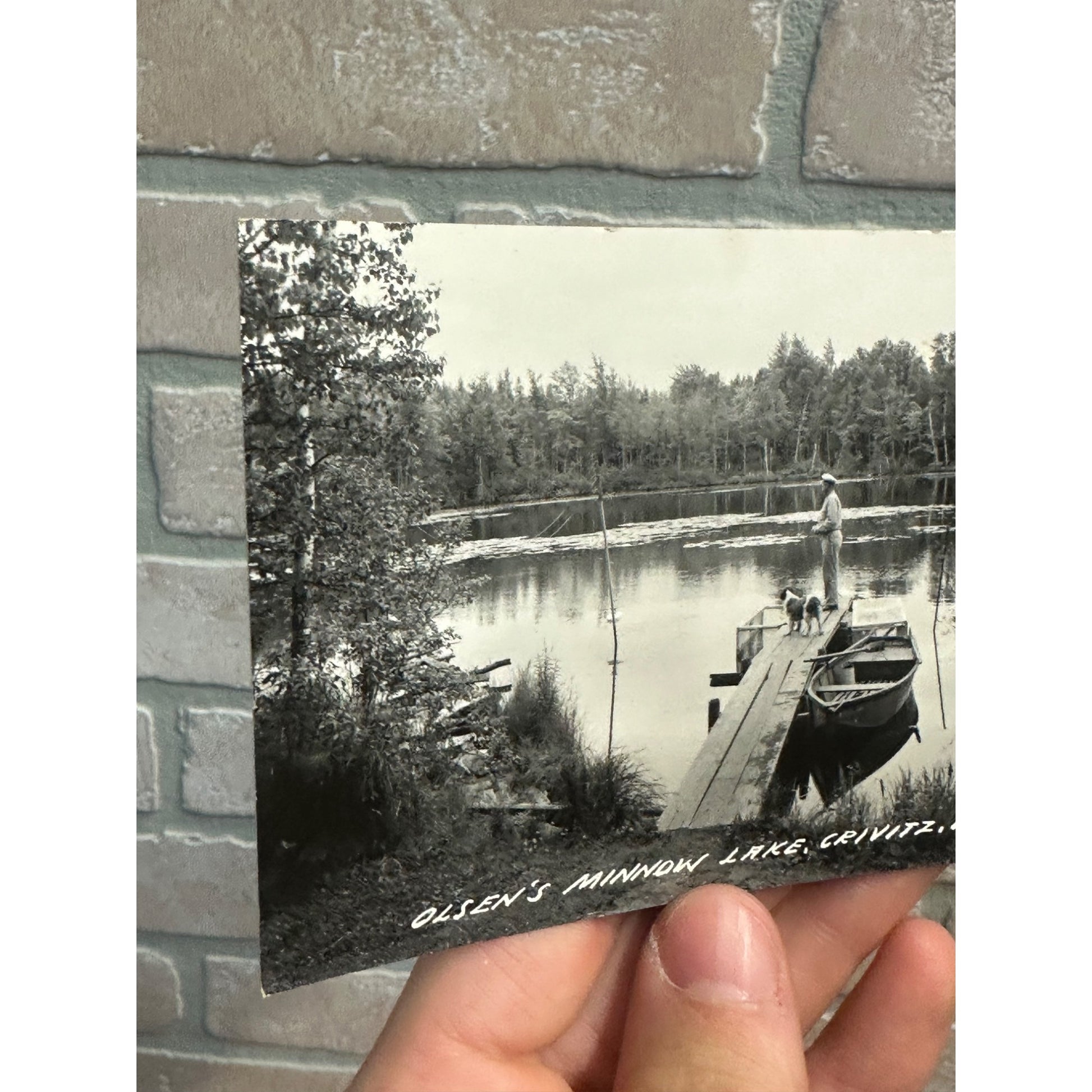 Vintage Olsen's Minnow Lake Crivitz Wisconsin Wis RPPC Photo Postcard