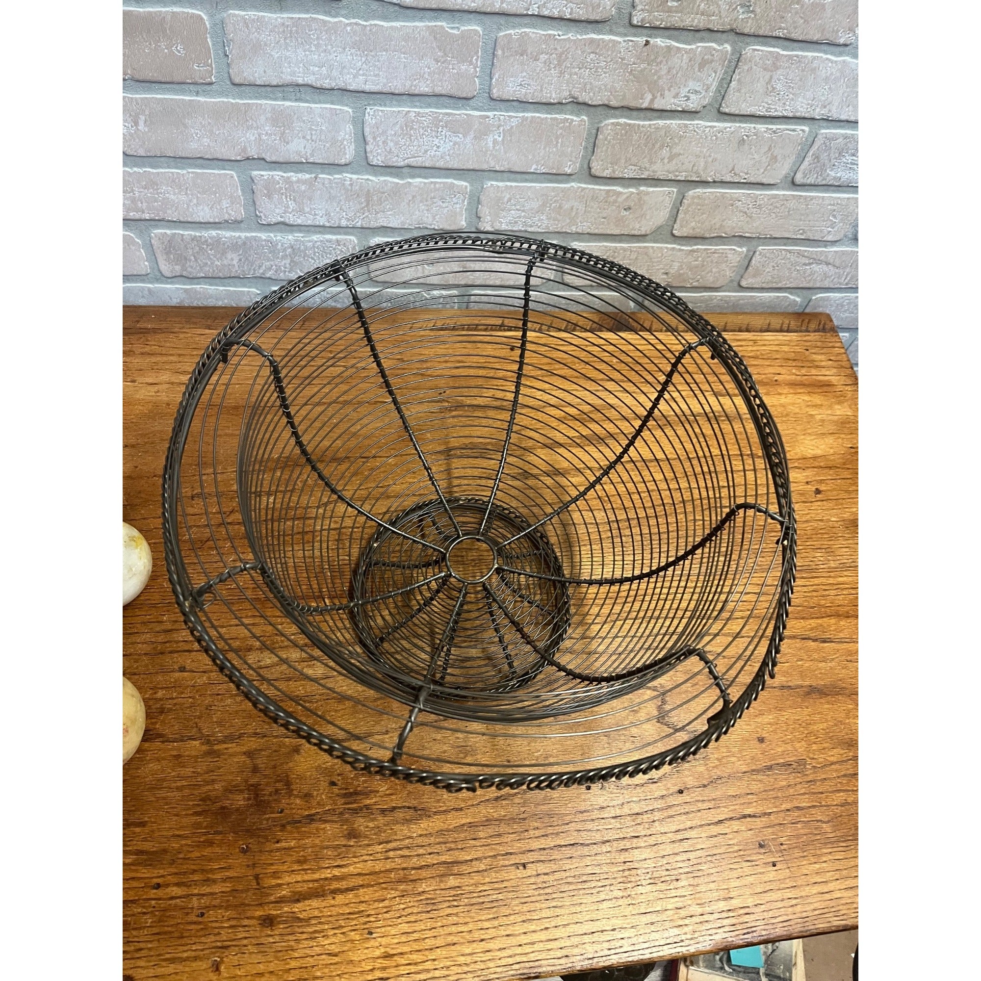 Vintage Primitive Country Kitchen Wire Basket w/ Stone Fruit Farmhouse Decor