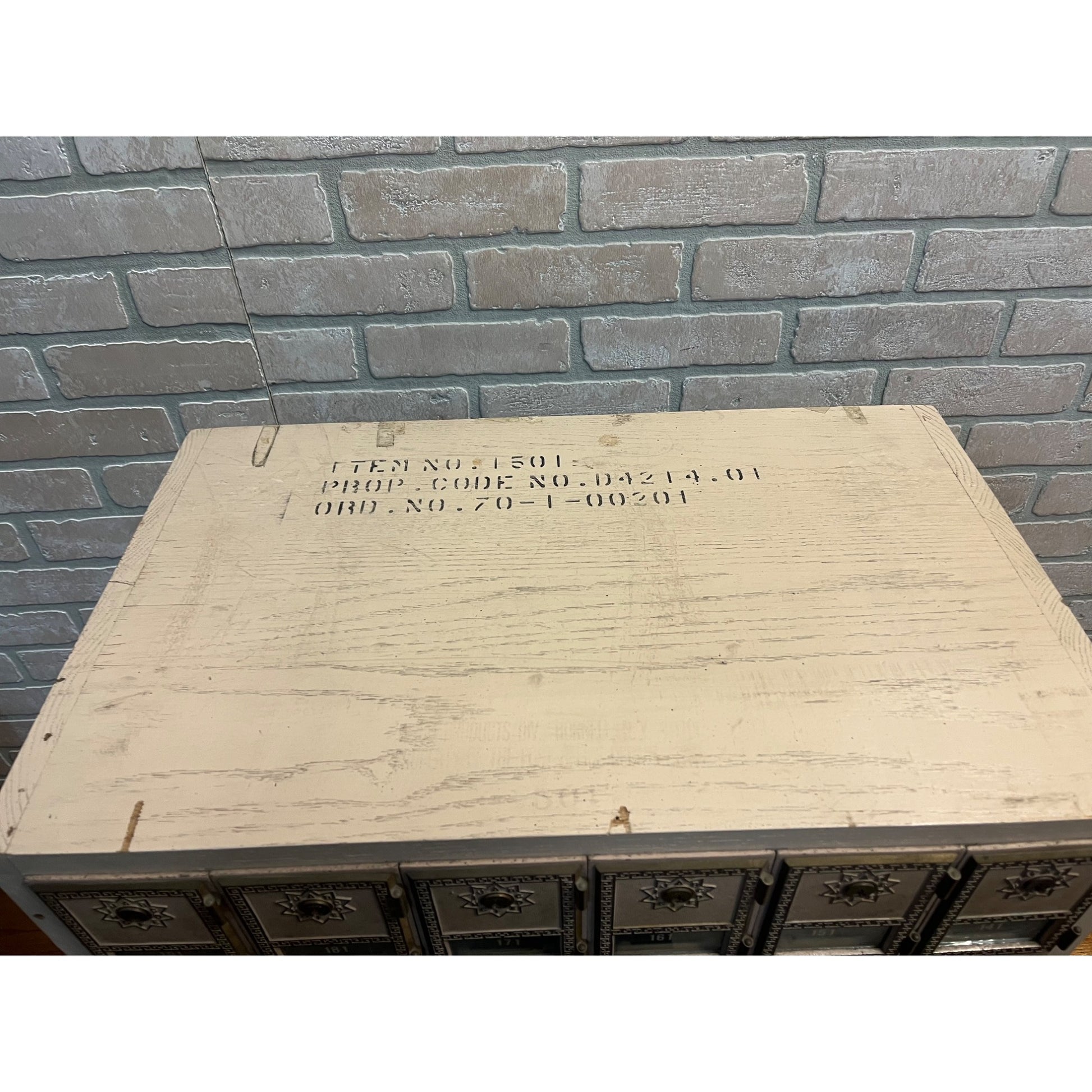Vintage US Post Office Brass 30-Door Wood Cabinet Postal Unit w/ Keys Cubbies