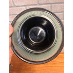 Vintage c1930s Art Deco Footed Ribbed Light Green & Black Ribbed Glass Bowl