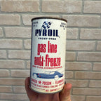 Vintage Pyroil Tin Can Gasoline Gas Line Anti-Freeze Oil Advertising