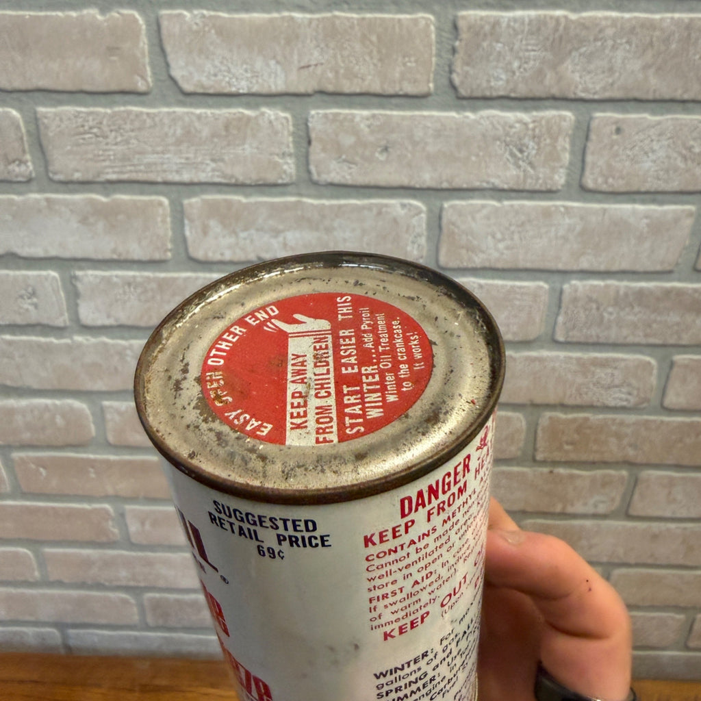Vintage Pyroil Tin Can Gasoline Gas Line Anti-Freeze Oil Advertising