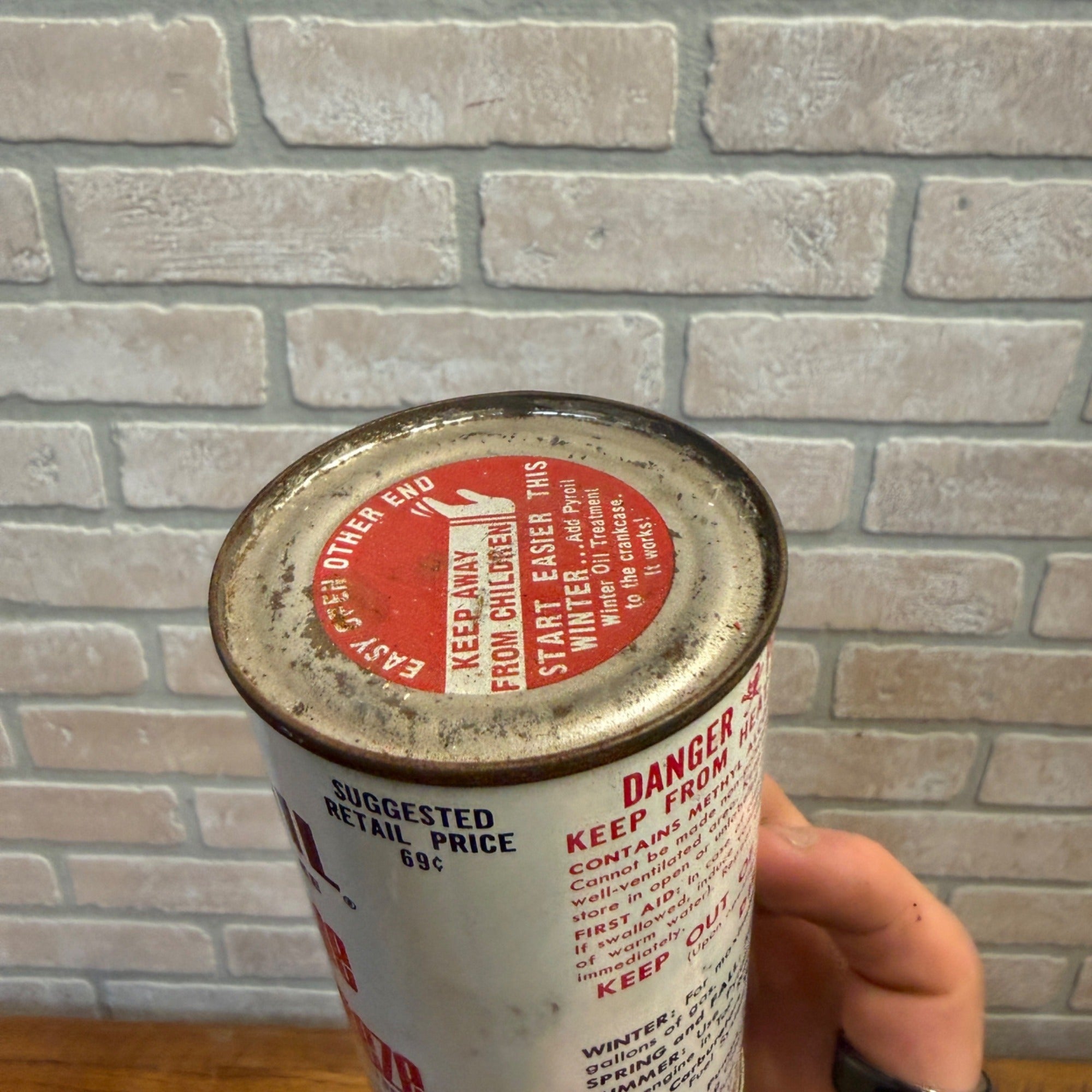 Vintage Pyroil Tin Can Gasoline Gas Line Anti-Freeze Oil Advertising