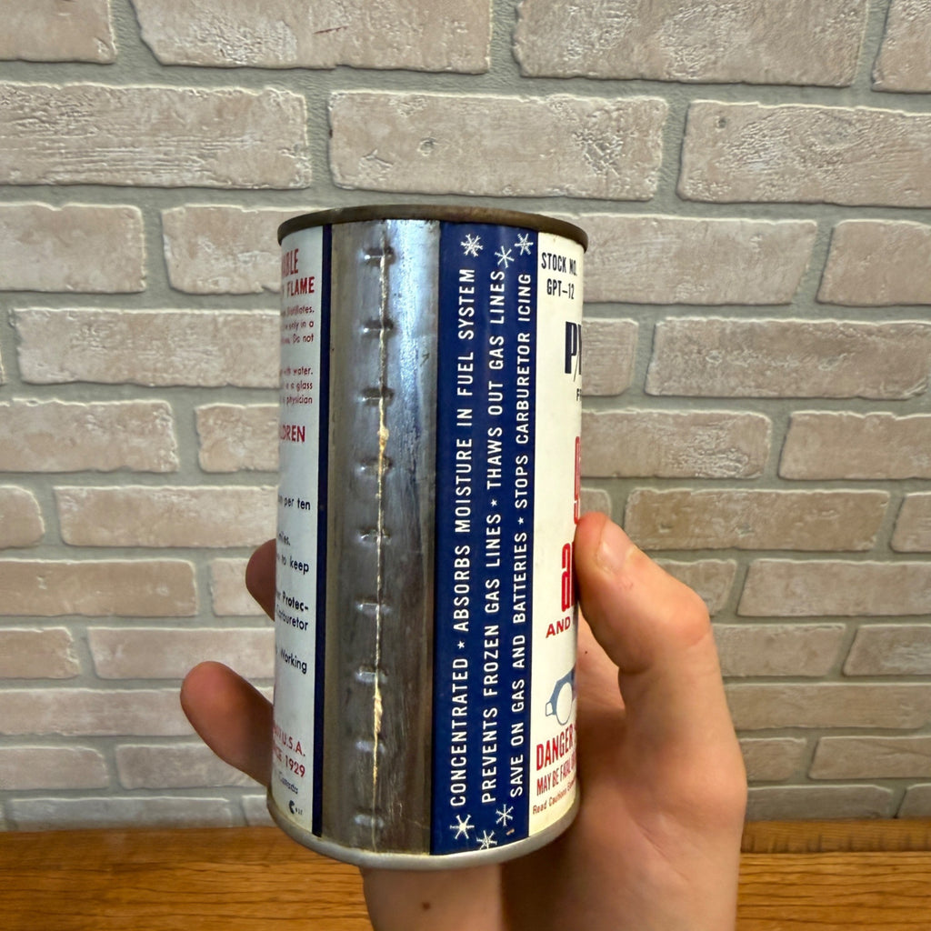 Vintage Pyroil Tin Can Gasoline Gas Line Anti-Freeze Oil Advertising