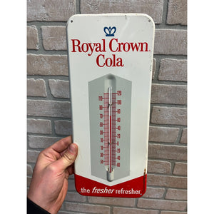 c.1950s Original Vintage Enjoy RC Cola Sign Metal Thermometer Royal Crown