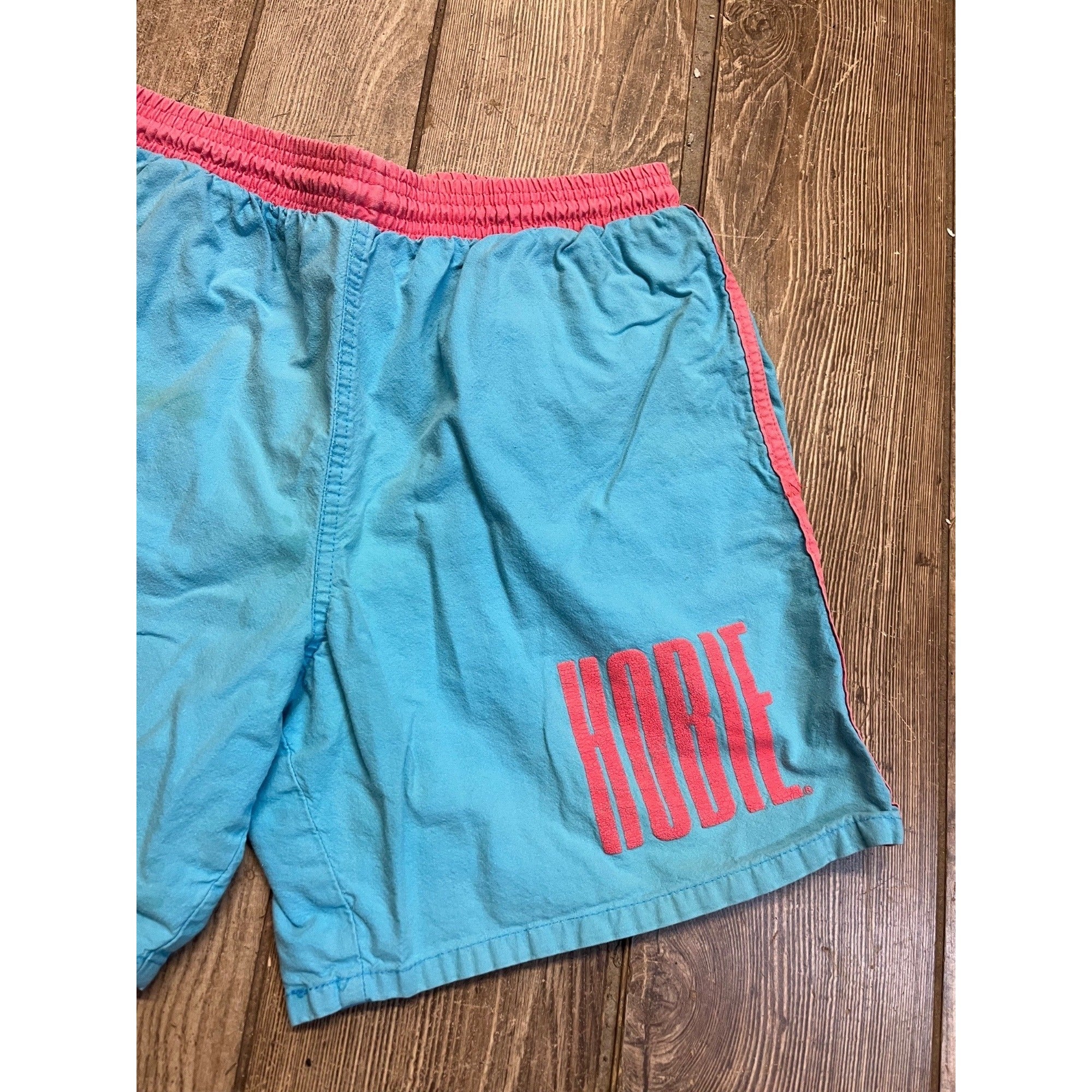 Vintage Hobie Blue & Pink Surf Swim Shorts 80s 90s Retro Men's Medium  - As-Is