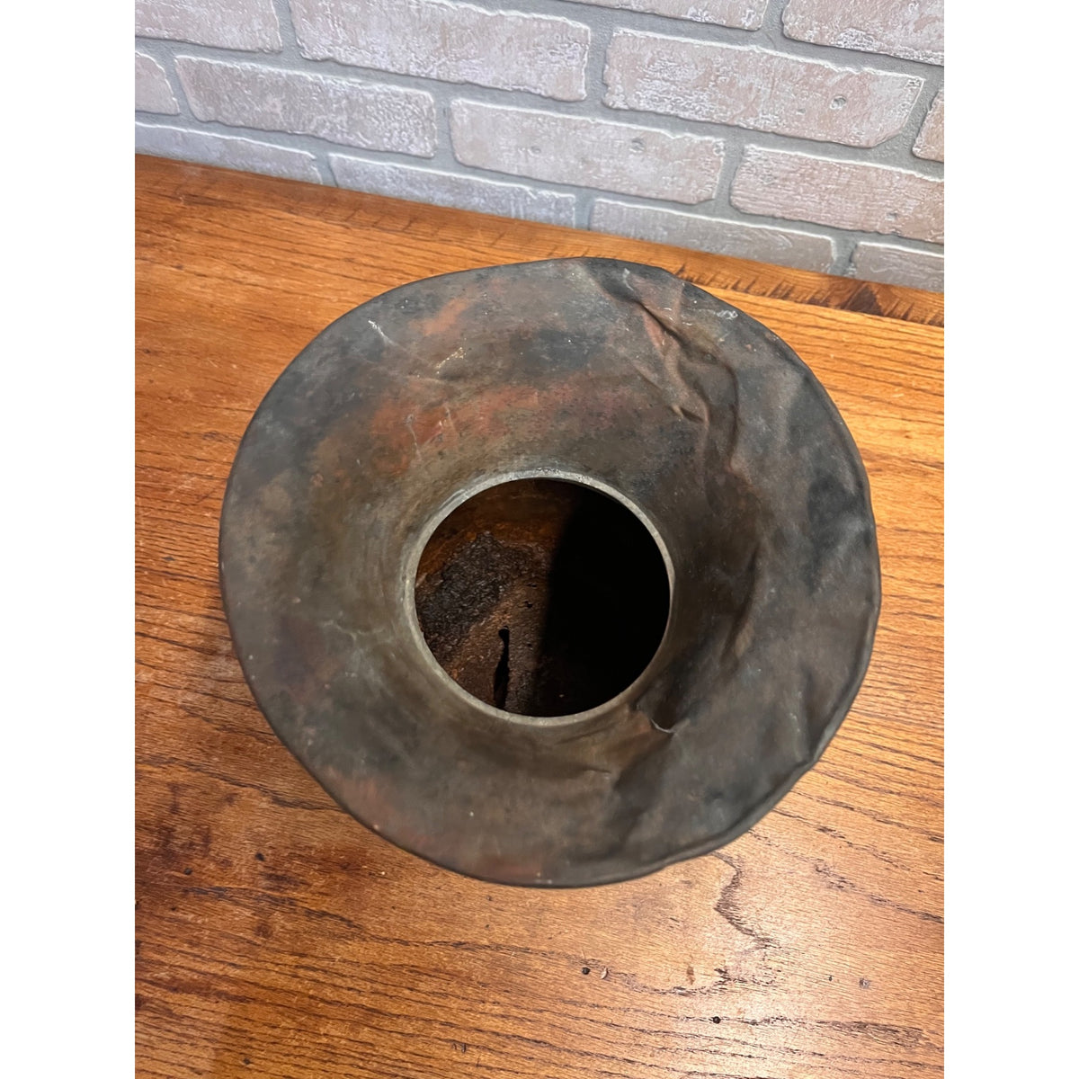 Vintage All Famous Havana 5 Cent Cigars Embossed Spittoon Oxidized Copper Primitive Tobacco Advertising