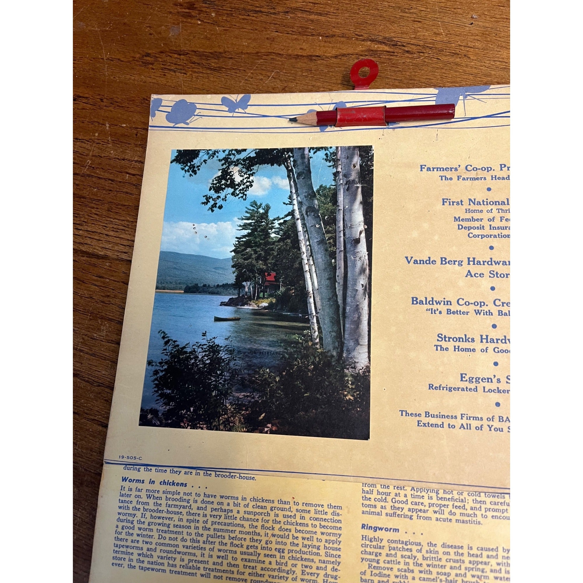 Vintage 1960 Baldwin Wisconsin Advertising Calendar Sign Grocery Co-Op