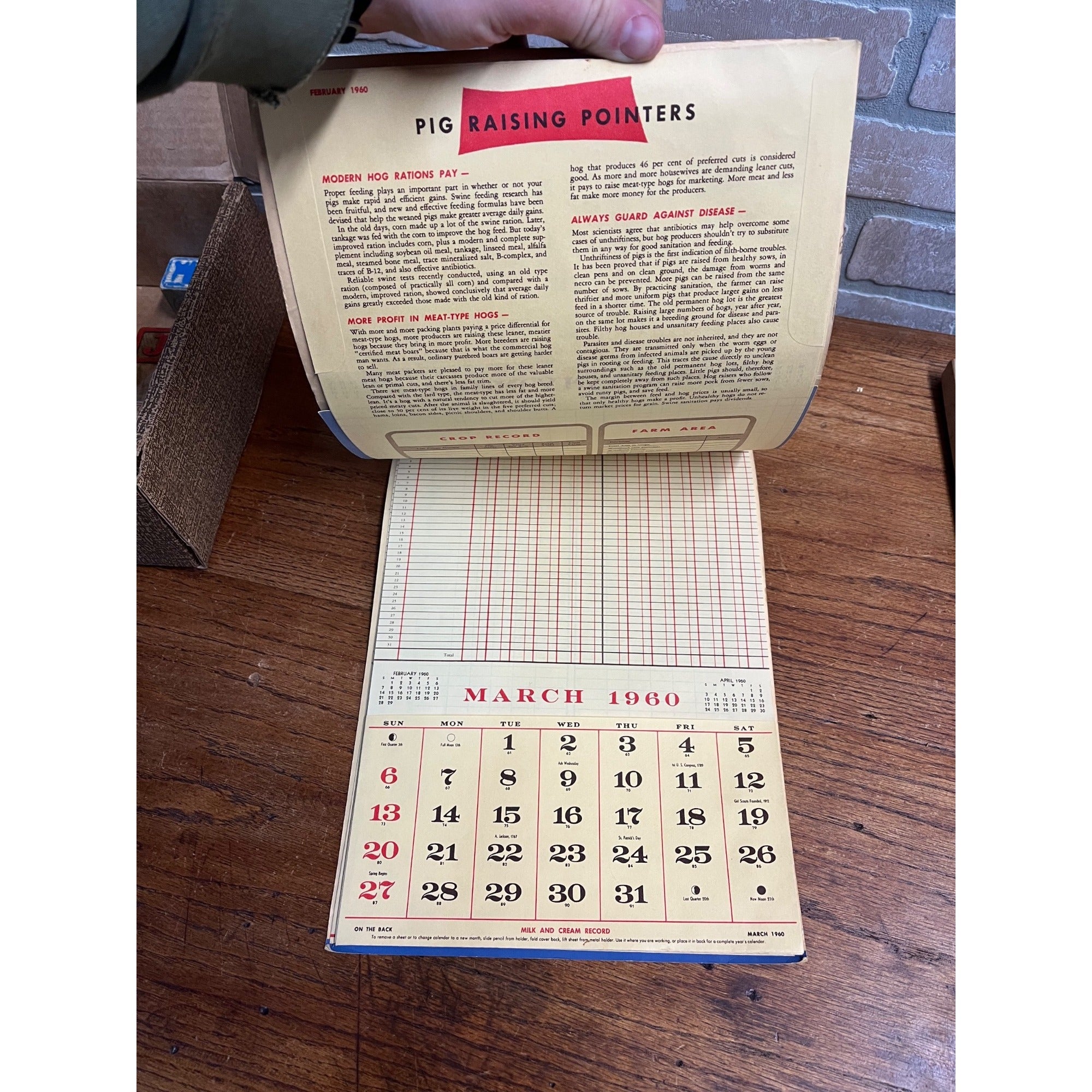 Vintage 1960 Baldwin Wisconsin Advertising Calendar Sign Grocery Co-Op