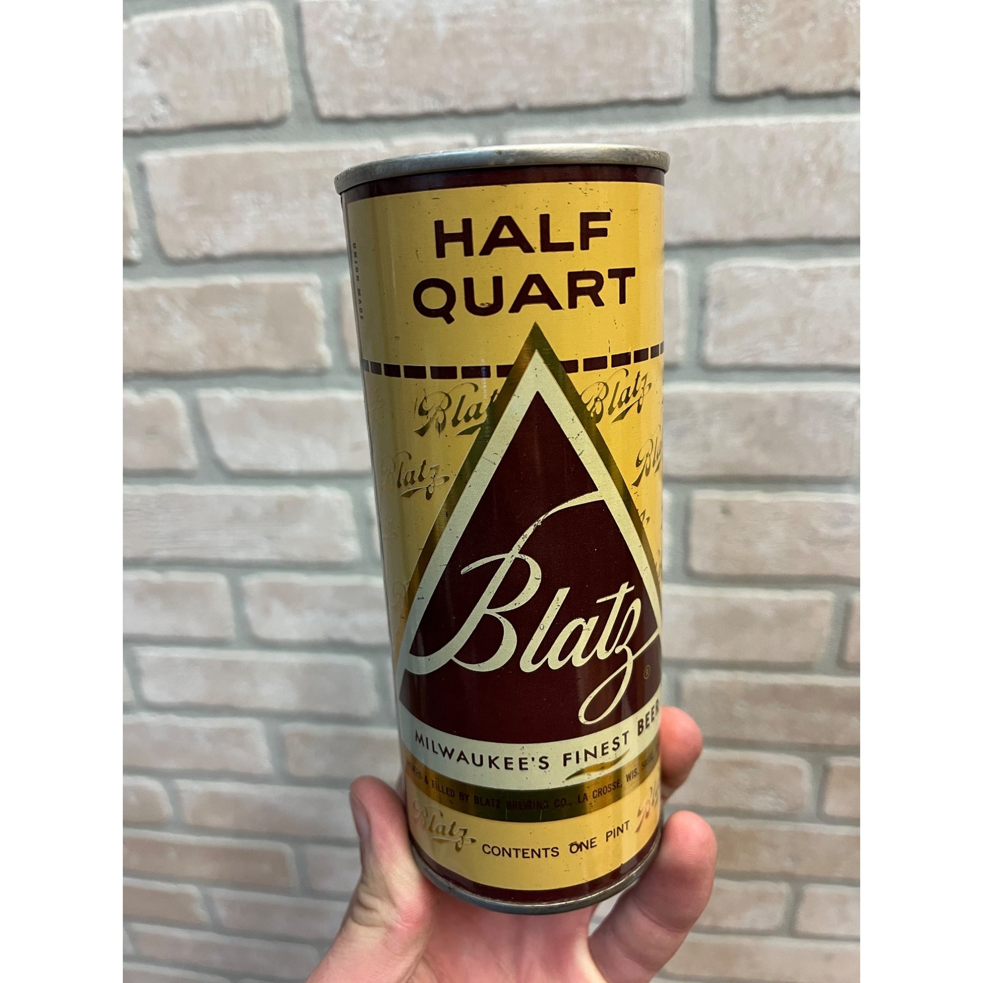 Vintage Blatz Beer Can 16oz Half Quart Straight Steel Flat Top Can La Crosse Wis