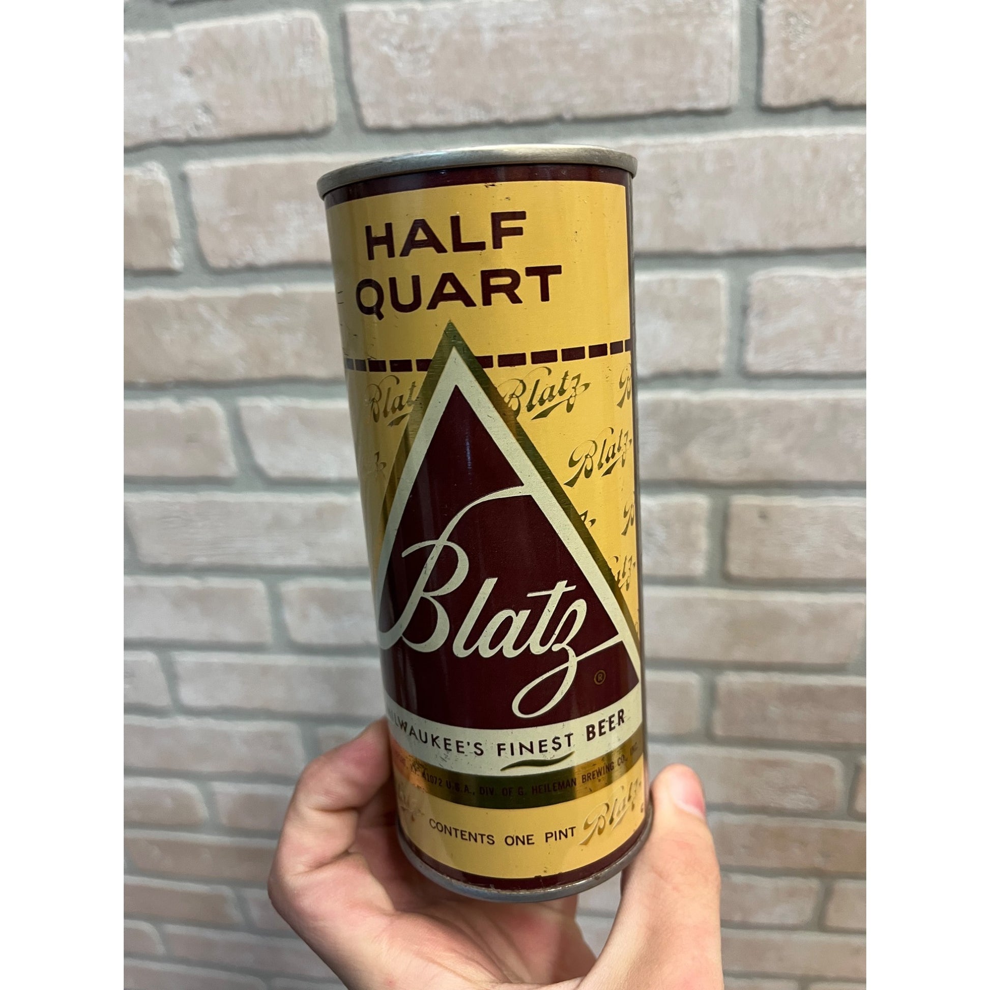 Vintage Blatz Beer Can 16oz Half Quart Straight Steel Flat Top Can La Crosse Wis