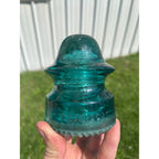 Antique Petticoat H.G. Co. Aqua Blue Green Glass Telephone Insulator Pat. 1893
