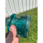 Antique Petticoat H.G. Co. Aqua Blue Green Glass Telephone Insulator Pat. 1893
