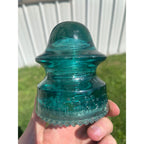 Antique Petticoat H.G. Co. Aqua Blue Green Glass Telephone Insulator Pat. 1893