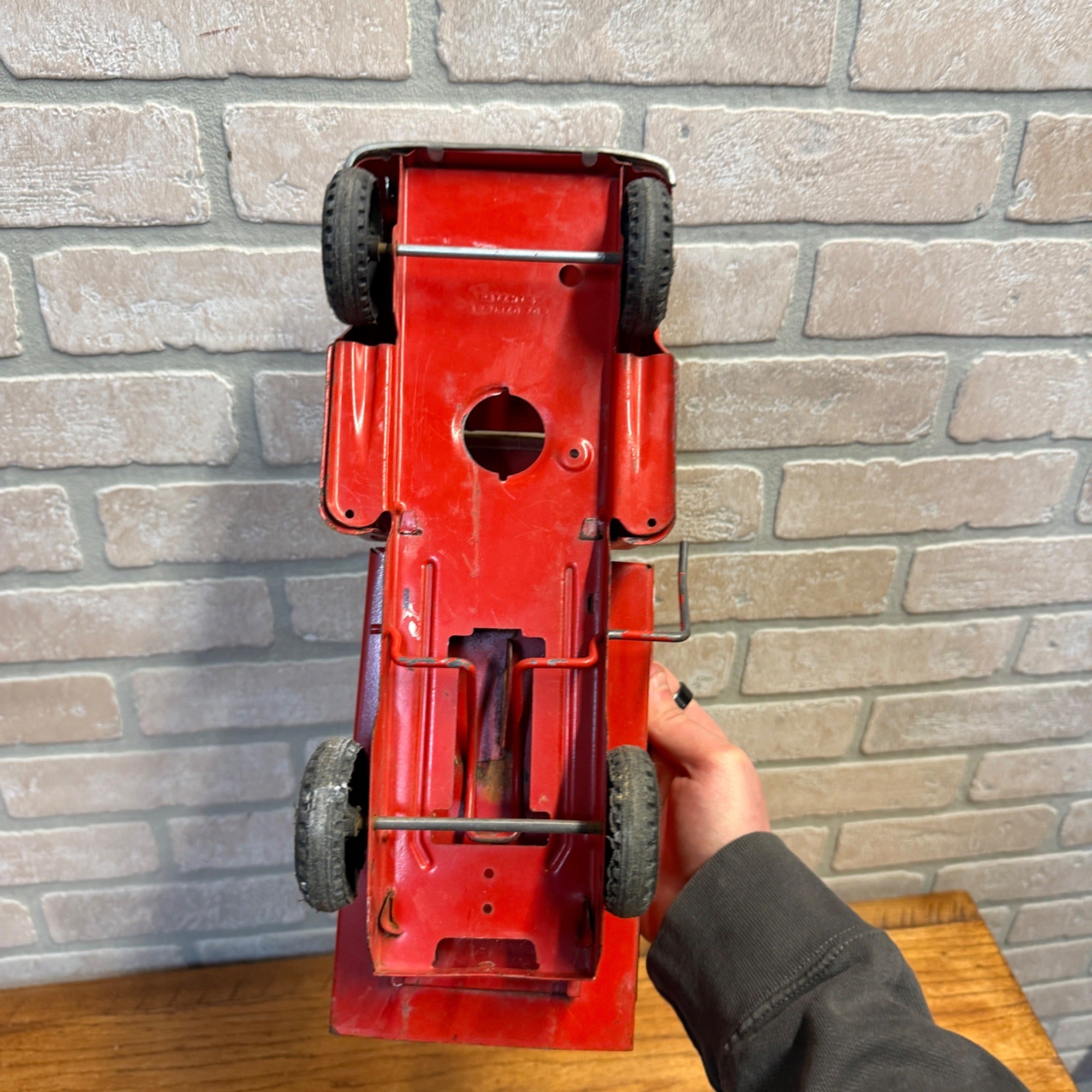 Vintage Red Buddy L GMC Pressed Steel Dump Truck Construction Toy