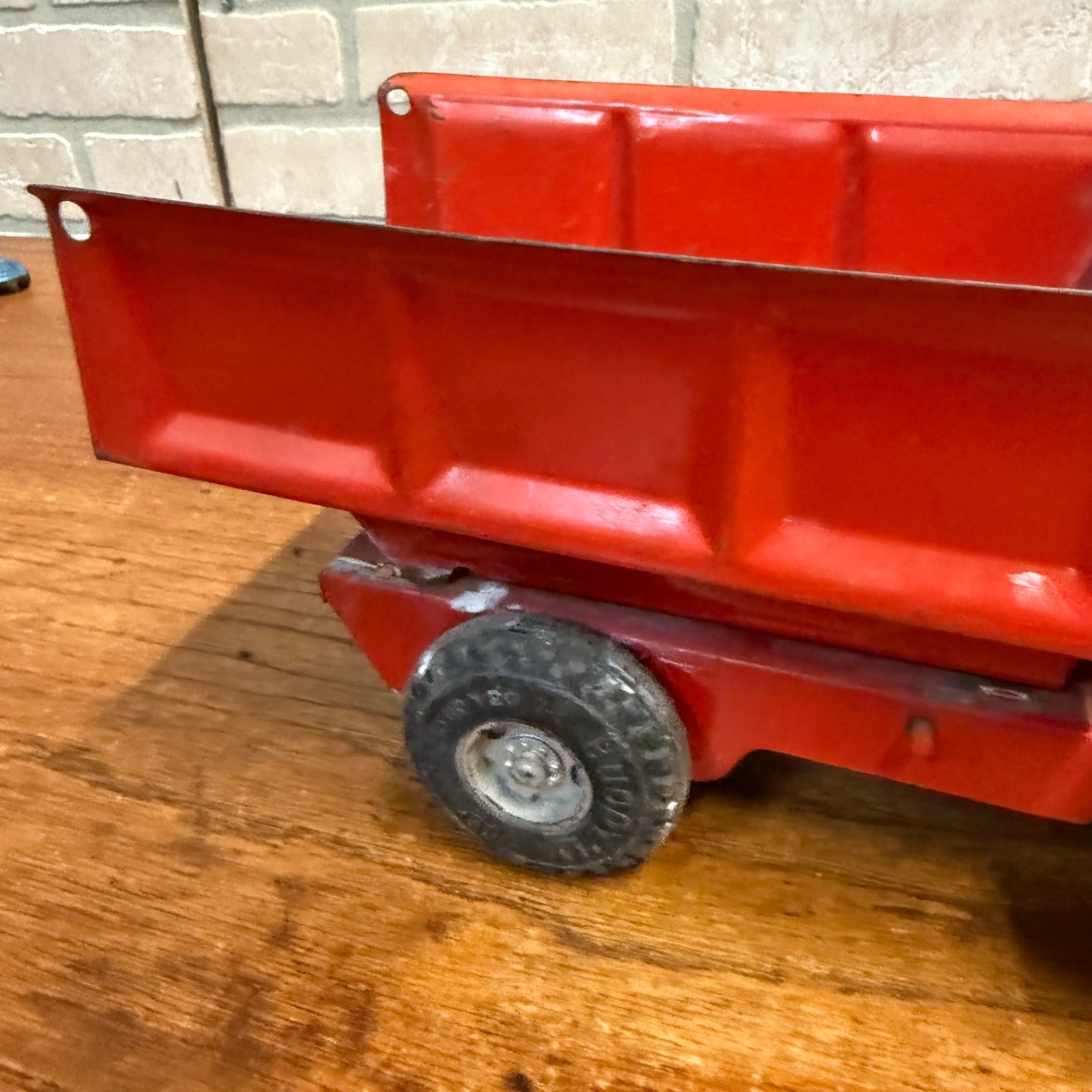 Vintage Red Buddy L GMC Pressed Steel Dump Truck Construction Toy