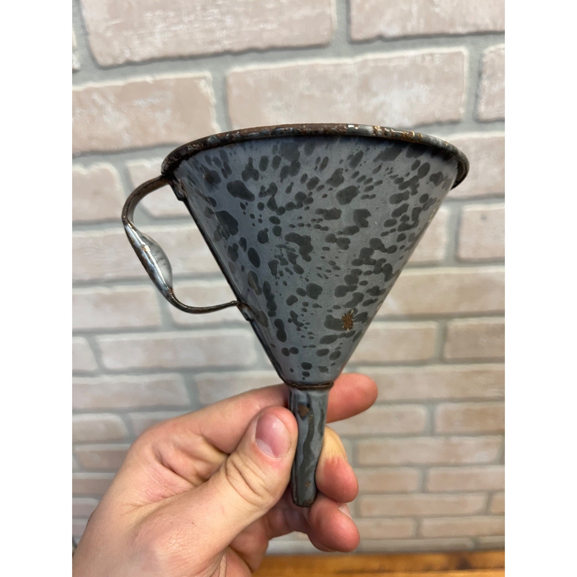 Antique Primitive Grey Graniteware Enamelware Funnel Canning Farmhouse Kitchen Decor