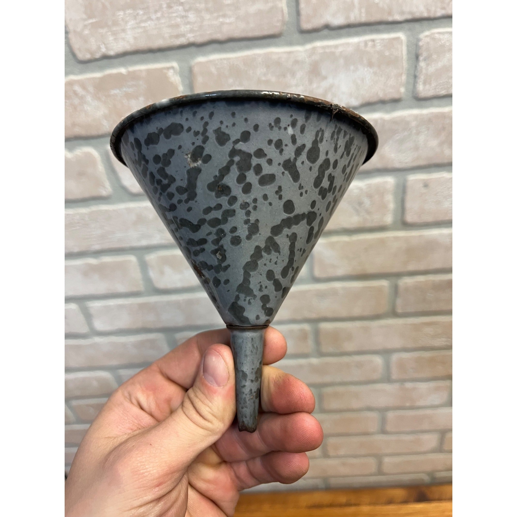 Antique Primitive Grey Graniteware Enamelware Funnel Canning Farmhouse Kitchen Decor