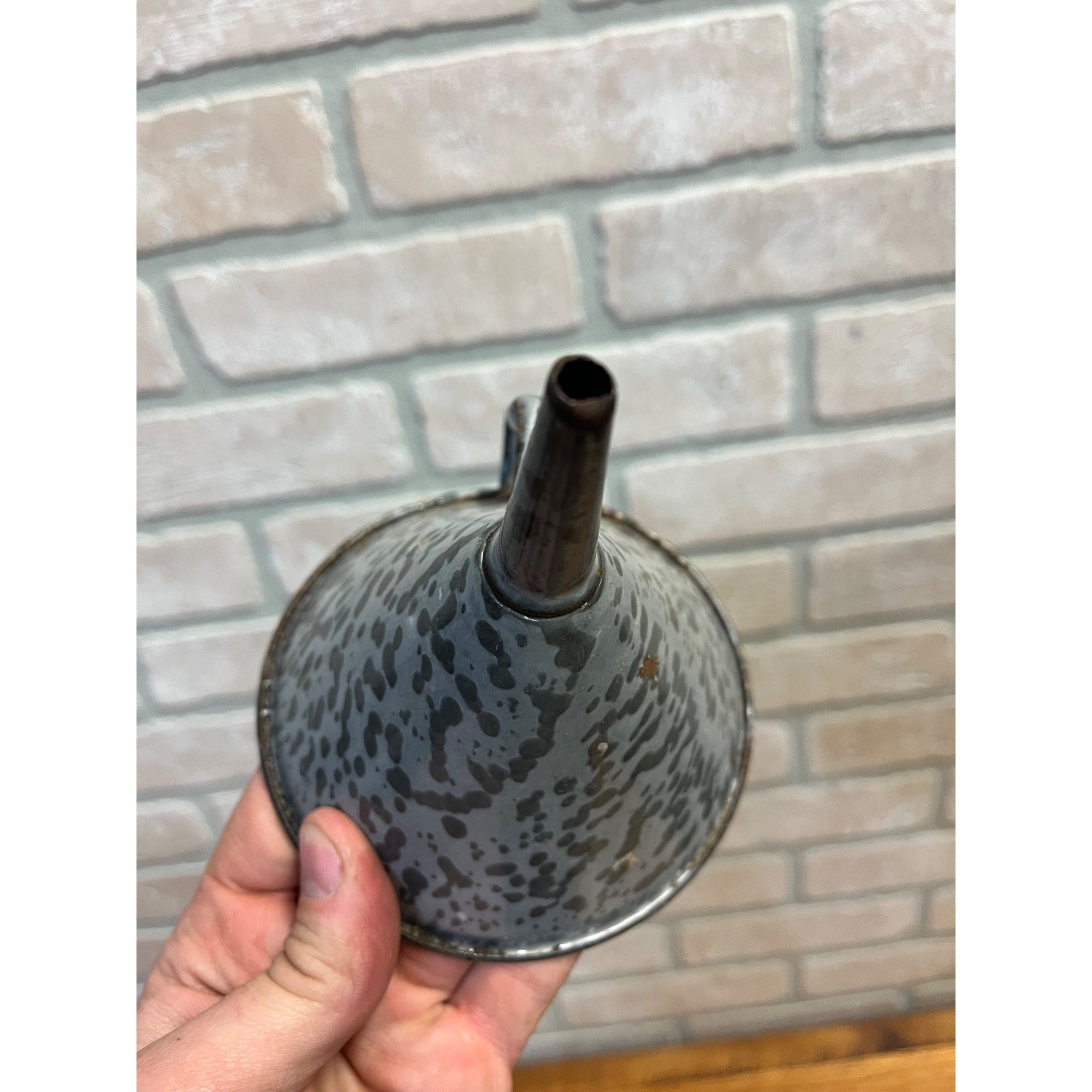Antique Primitive Grey Graniteware Enamelware Funnel Canning Farmhouse Kitchen Decor