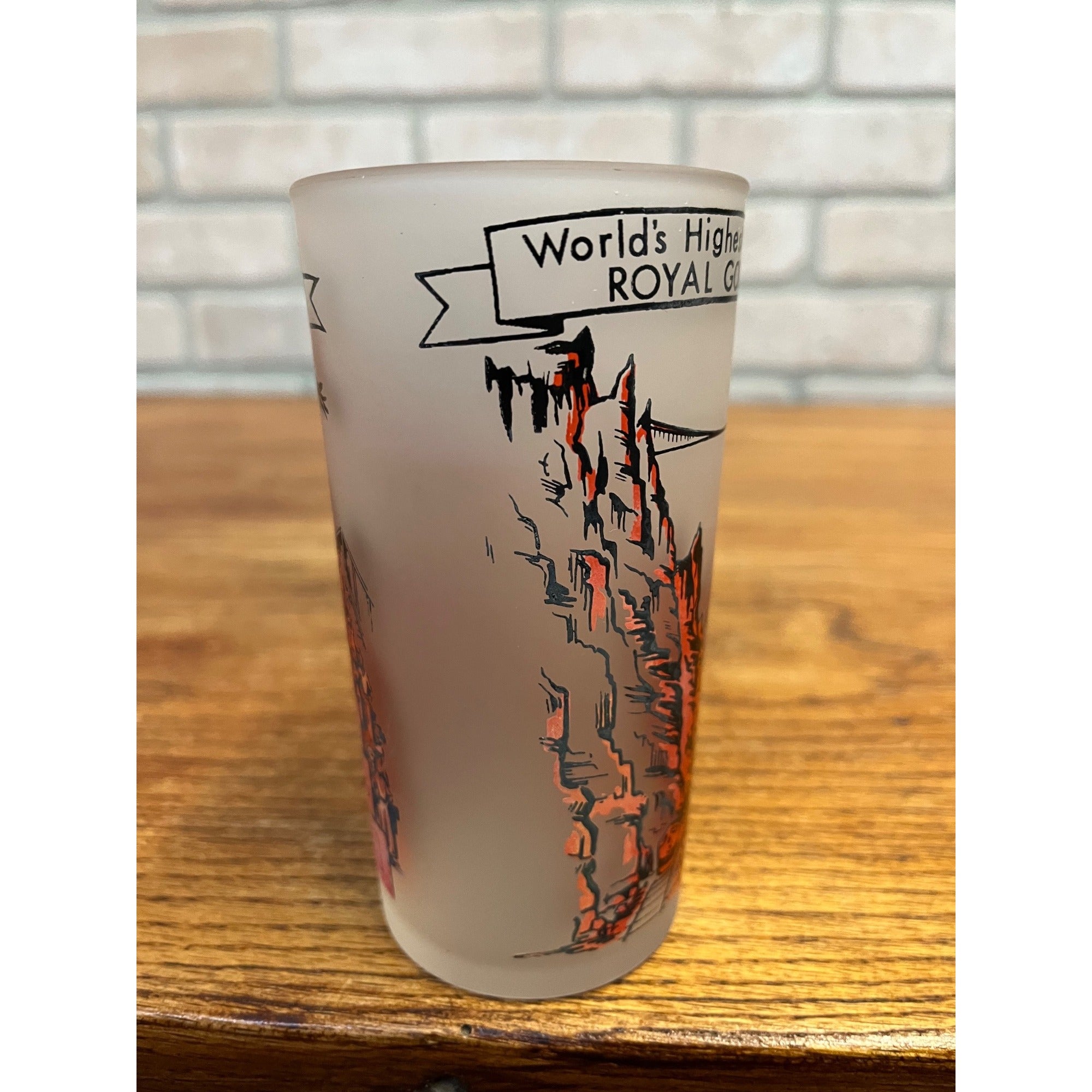 Vintage Frosted State Drinking Glass Colorado Royal Gorge Bridge and Incline Railway Souvenir