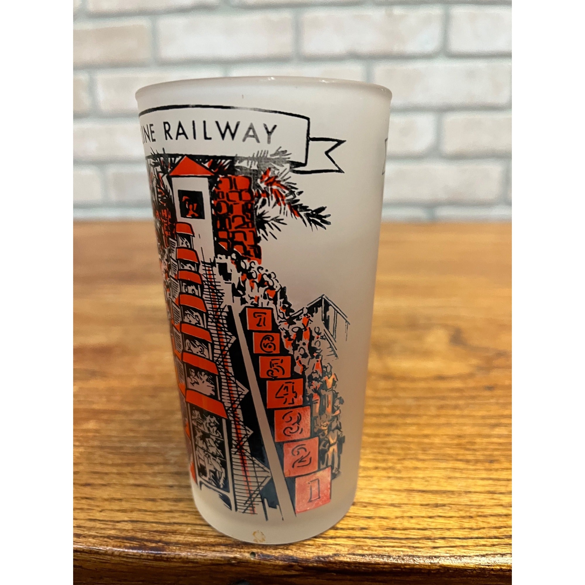 Vintage Frosted State Drinking Glass Colorado Royal Gorge Bridge and Incline Railway Souvenir