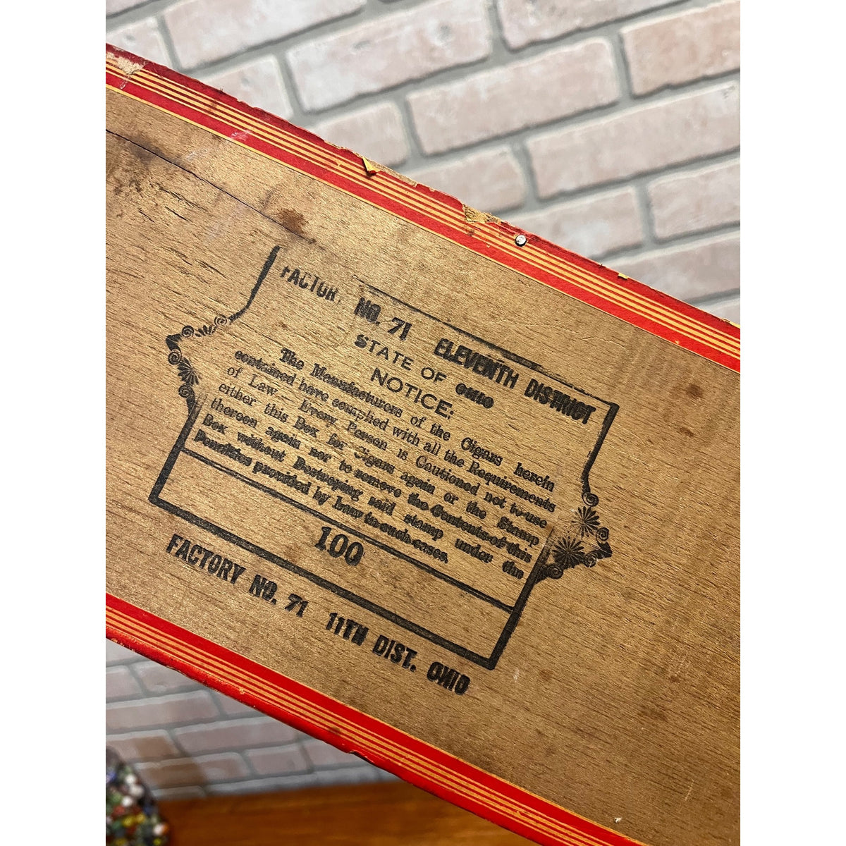 Vintage Wooden Badger Cuban Masters Cigar Box Display Long Box Ohio Factory 71