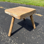 Antique Primitive 19th c. Milking Stool Farm Dairy Wooden AAFA Farmhouse 3-Leg 1800s Decor