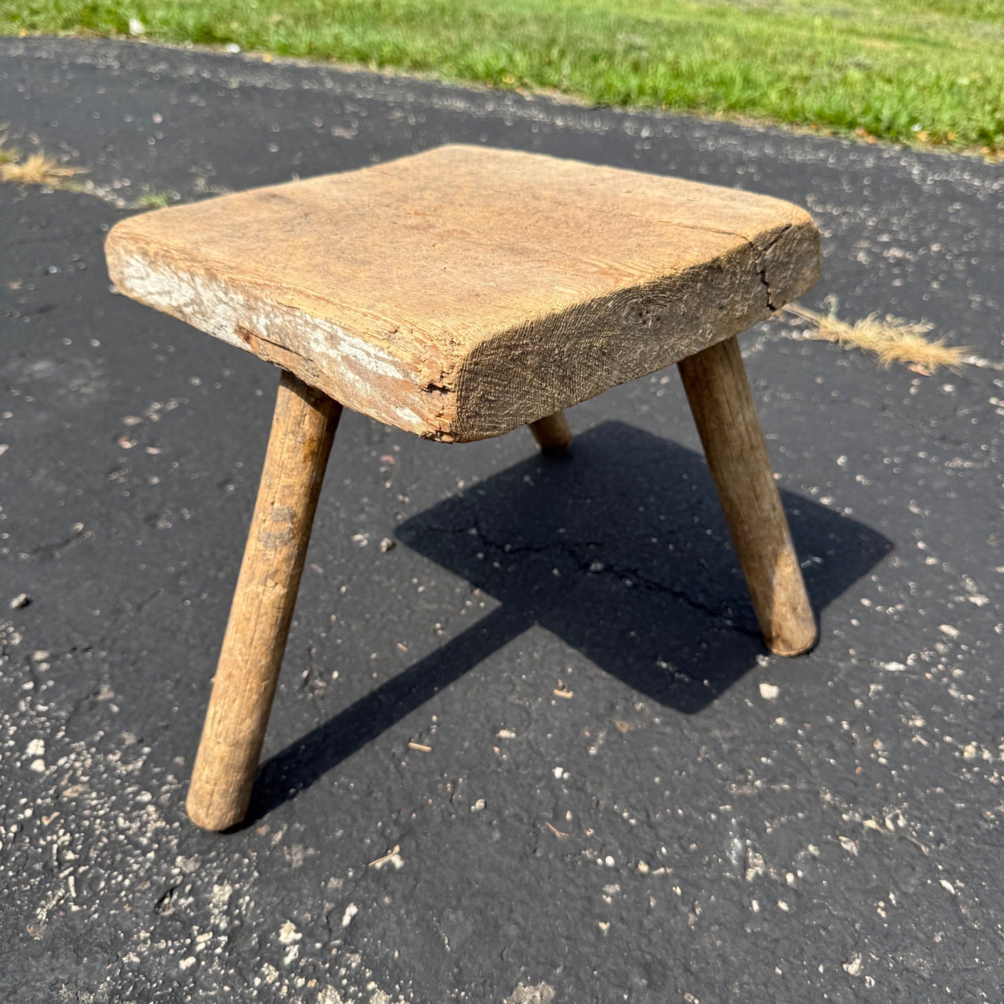 Antique Primitive 19th c. Milking Stool Farm Dairy Wooden AAFA Farmhouse 3-Leg 1800s Decor