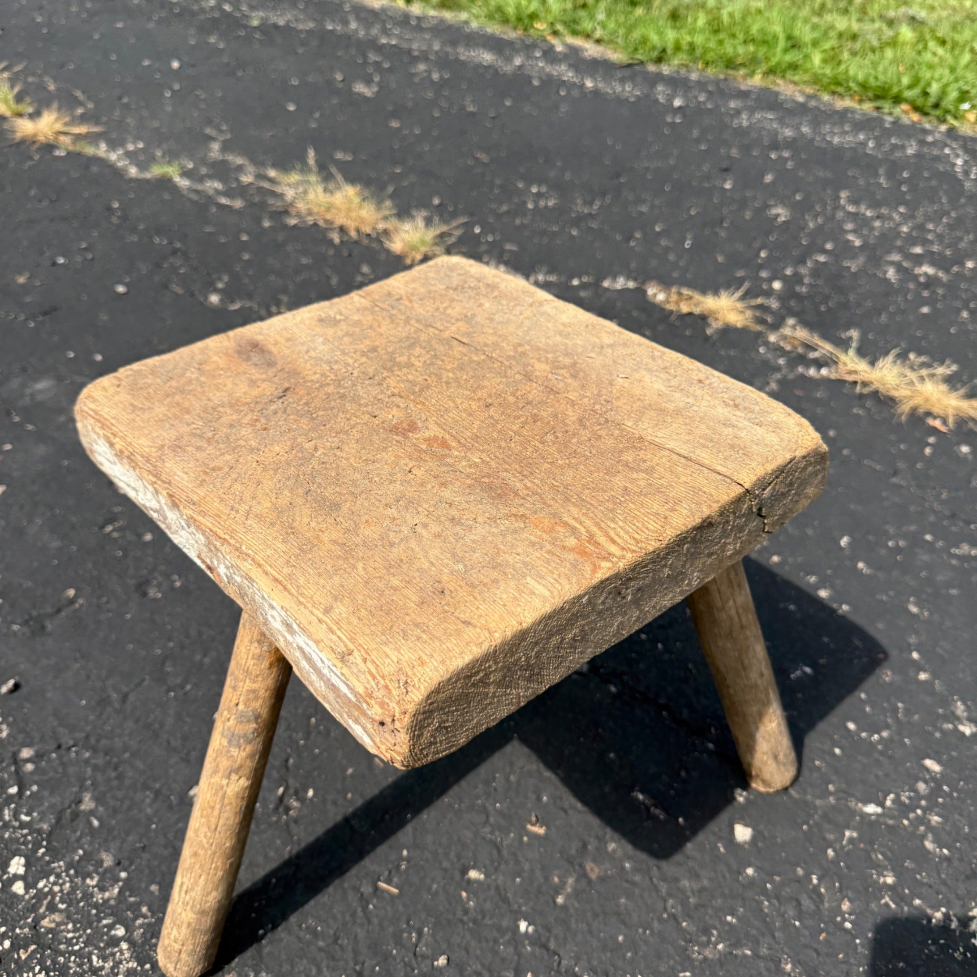 Antique Primitive 19th c. Milking Stool Farm Dairy Wooden AAFA Farmhouse 3-Leg 1800s Decor