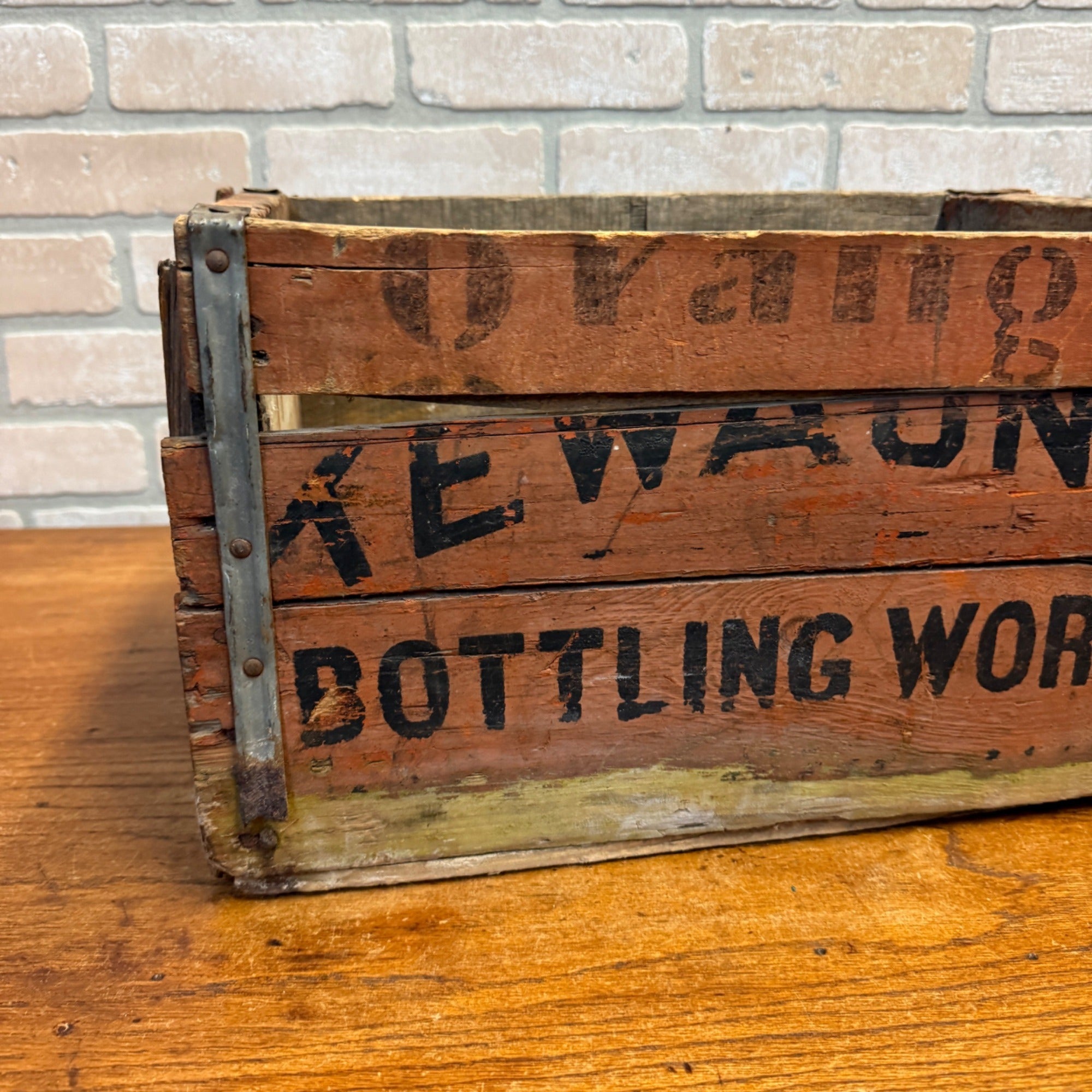 1930s Kewaunee Bottling Works Wisconsin orange Crush Wooden Case Crate Soda
