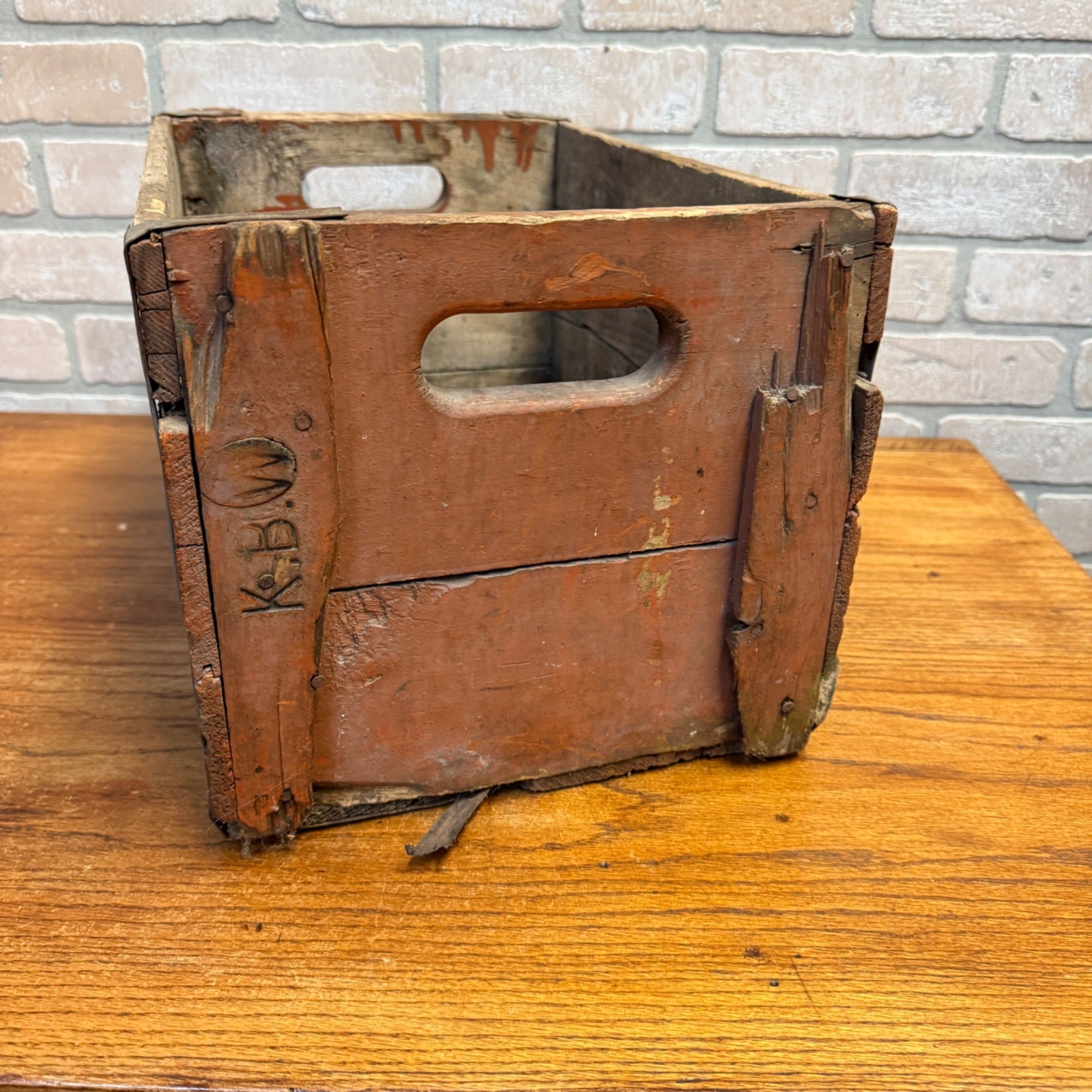 1930s Kewaunee Bottling Works Wisconsin orange Crush Wooden Case Crate Soda