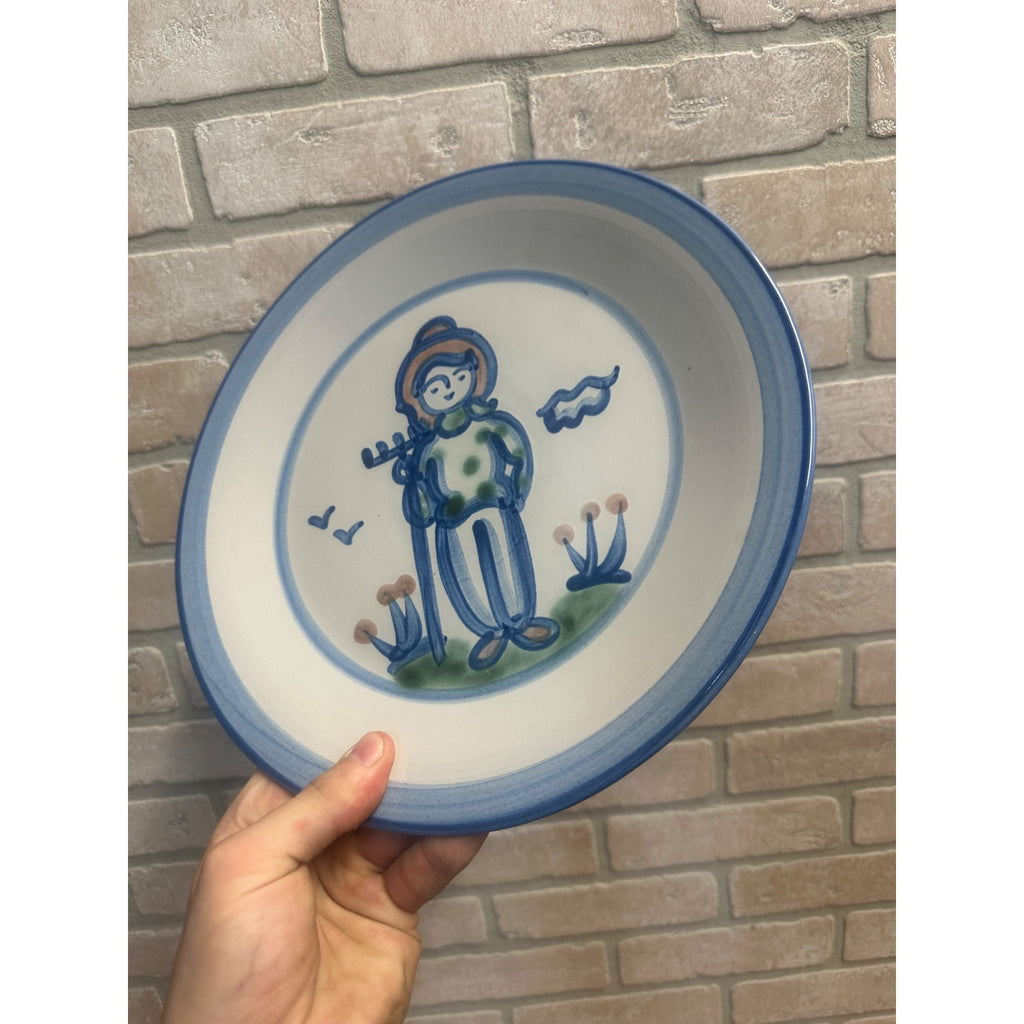 Vintage M A Hadley Pottery Farmer 9" Dinner Plate Country Outdoor Theme