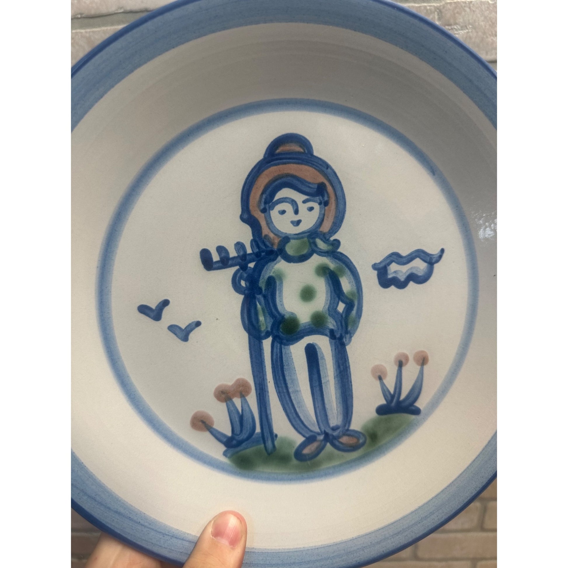 Vintage M A Hadley Pottery Farmer 9" Dinner Plate Country Outdoor Theme