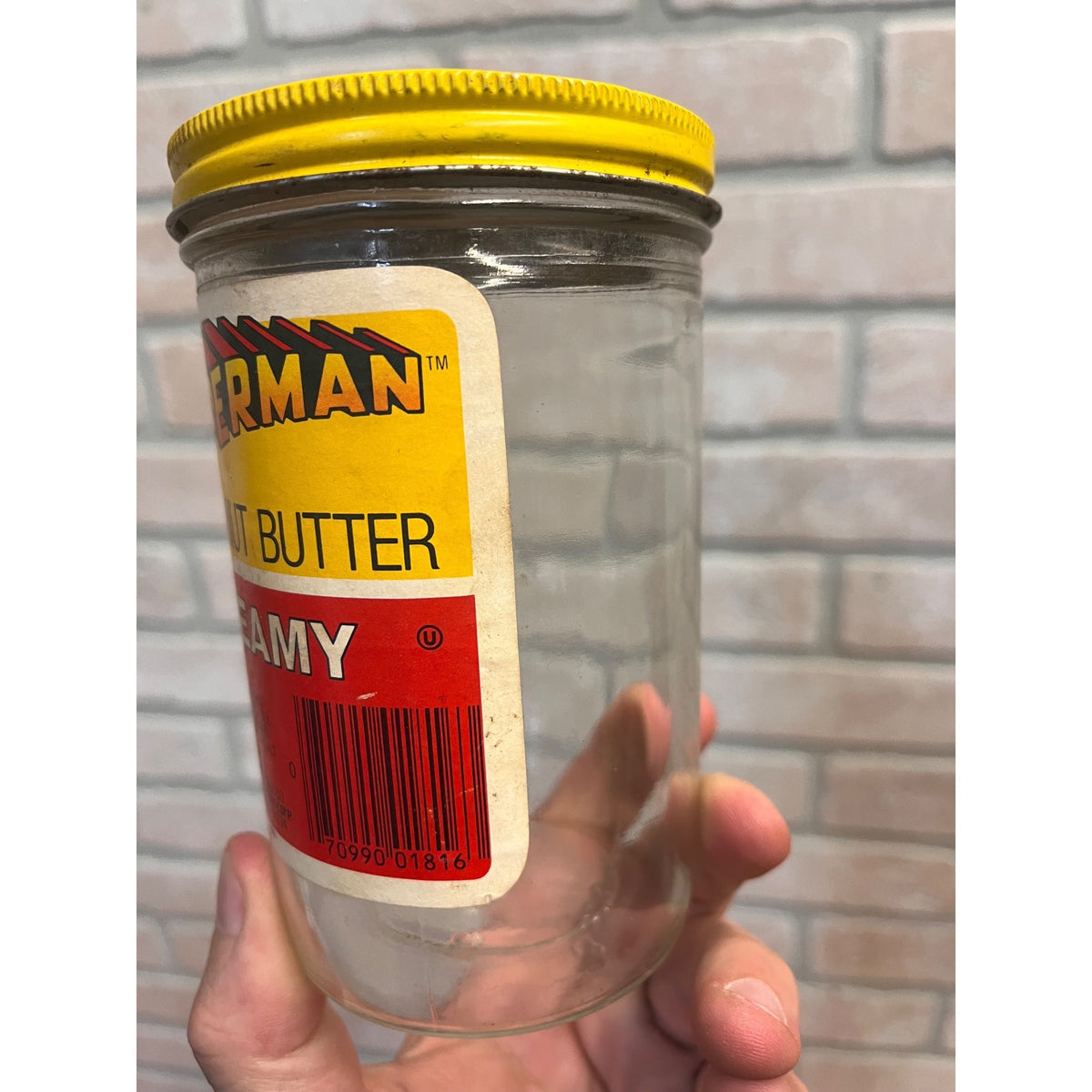 Vintage Superman Peanut Butter Glass Jar 1981 DC Comics Kane-Miller Corp.
