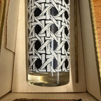 RARE Vintage 1960s MCM Georges Briard Black & White Woven Wicker Cocktail Shaker