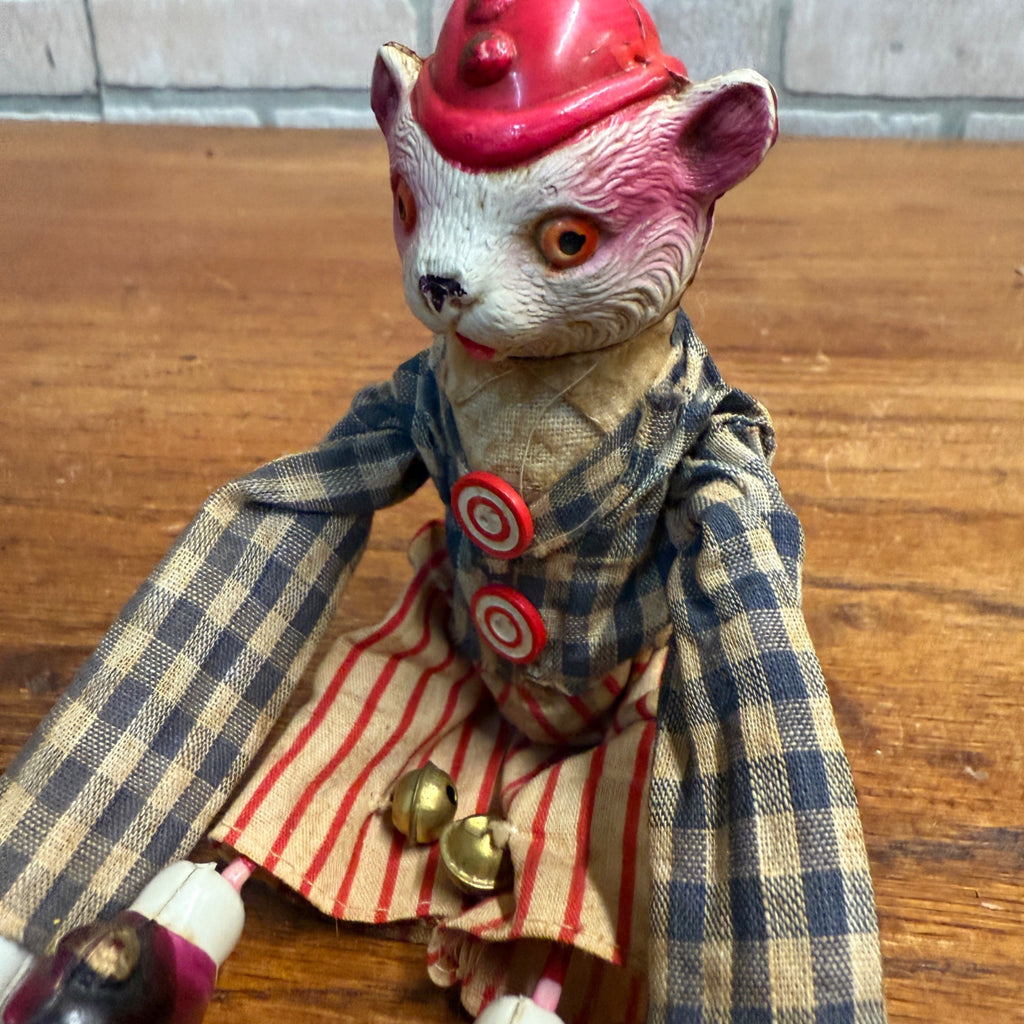 Vintage Early 1900s Windup Acrobat Bear Japan Toy - No Key - Celluloid 7"