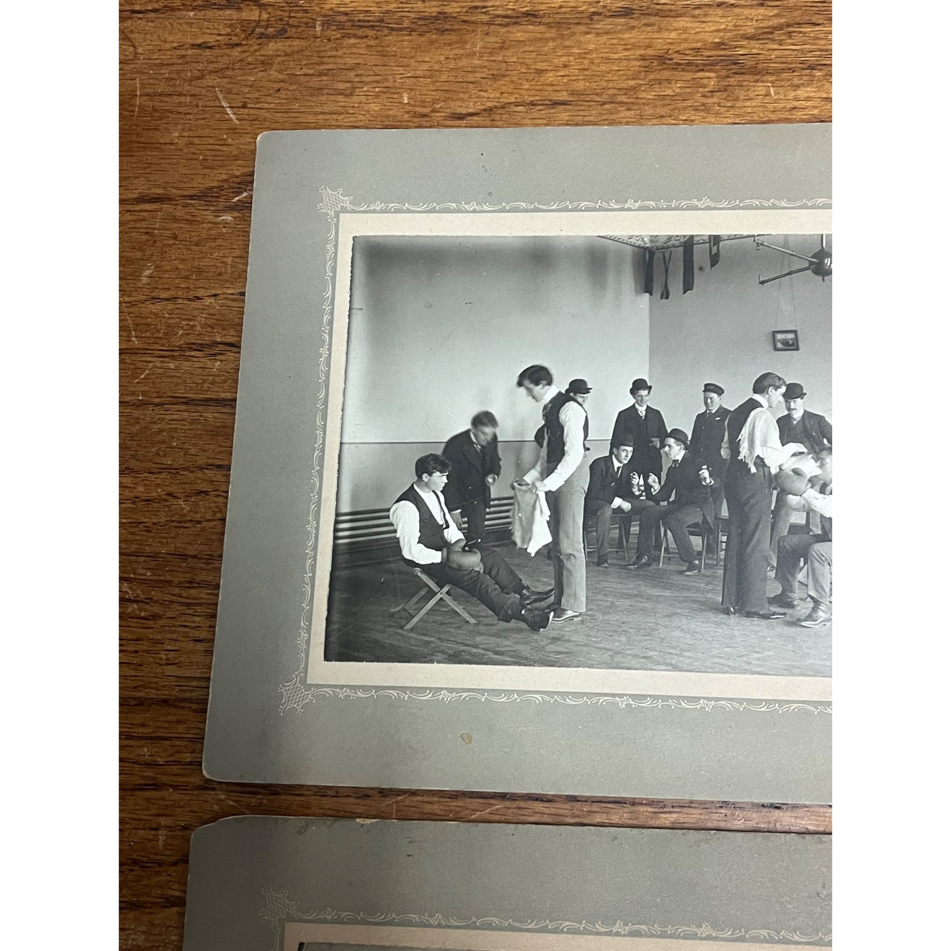 Rare Antique Cabinet Real Photos Lot (2) Boxing Match Staged Actors