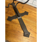 Antique Hand Forged Wrought Iron 3-Arm Candle Wall Sconce Cross Gothic Mission