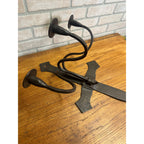 Antique Hand Forged Wrought Iron 3-Arm Candle Wall Sconce Cross Gothic Mission