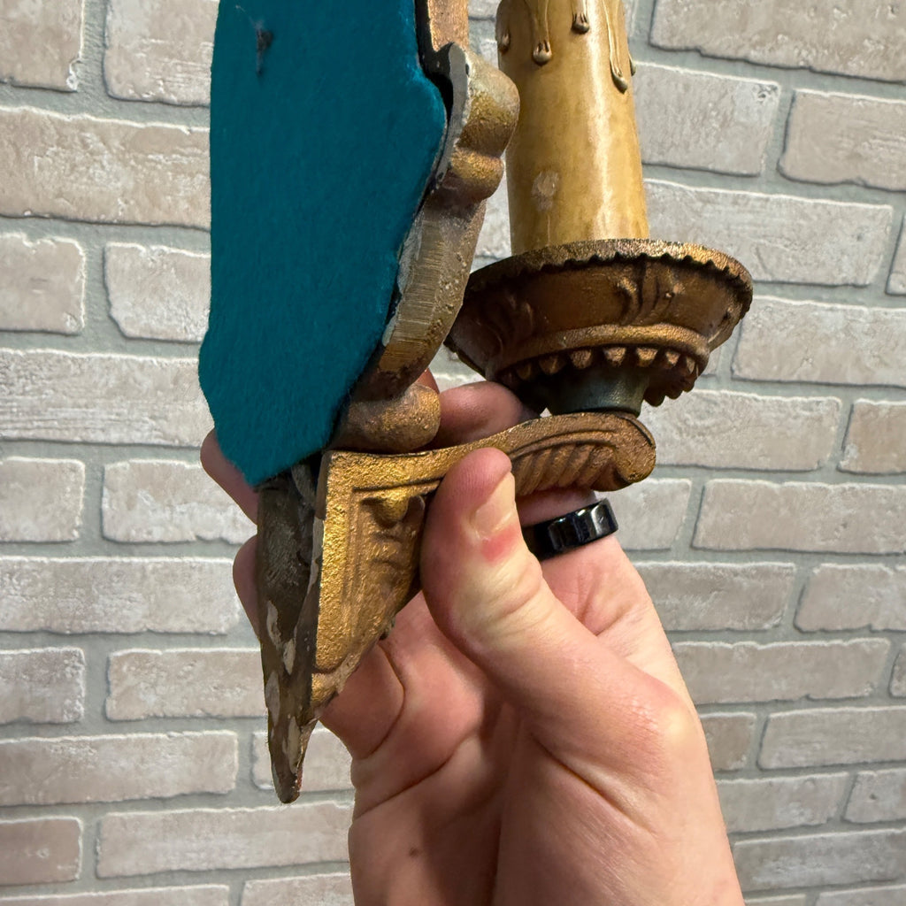 Antique Art Nouveau Victorian Wall Sconce Pair Light Fixtures Cast Iron Ornate