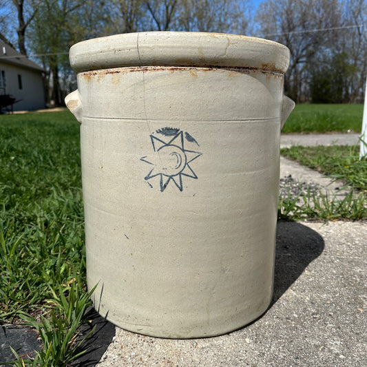 Large 10 Gallon Stoneware Crock Cracked - AS-IS